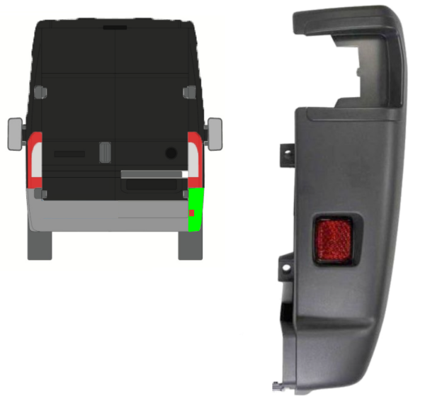 Stoßstangenecke mit Reflektor 270° Türöffnung  für Fiat Ducato 2006 - 2018 hinten rechts