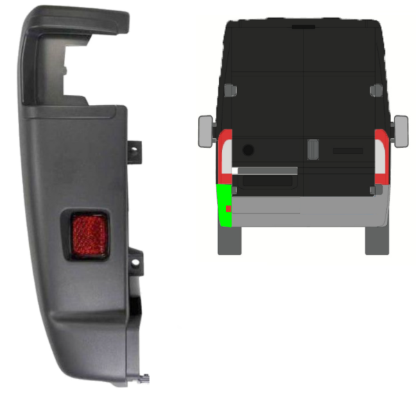 Stoßstangenecke mit Reflektor 270° Türöffnung  für Fiat Ducato 2006 - 2018 hinten links