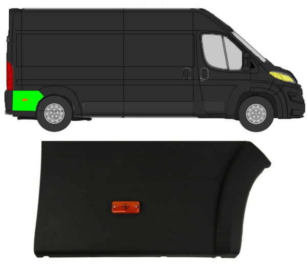 Seitenleiste Kotflügel mit Lampe für Fiat Ducato 2018 - 2021 hinten rechts