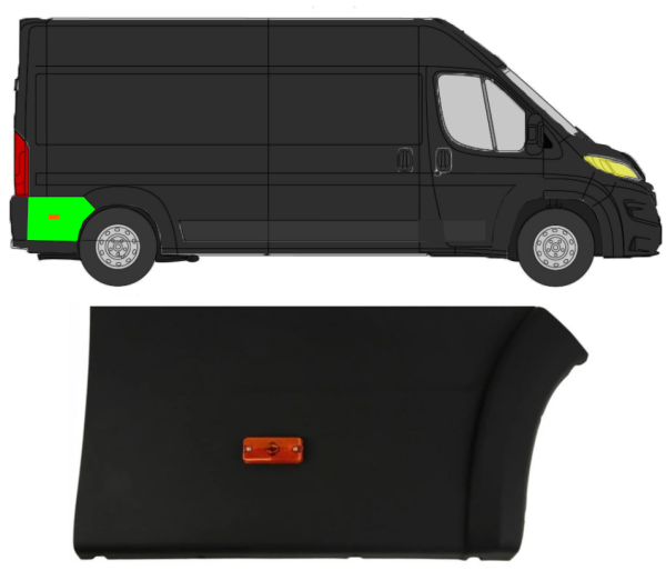 Seitenleiste Kotflügel mit Lampe für Citroen Jumper 2018 - 2021 hinten rechts