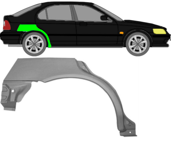 Radlauf für Honda Civic MA MB 3 Türer 1995 - 2001 rechts