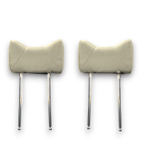 Kopfstützen Hasenohr Paar Echtleder beige hinten für Mercedes SL R107 W114 W115 etc.