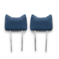 Kopfstützen Hasenohr Paar Kunstleder blau hinten für Mercedes  SL R107 W114 W115 etc.