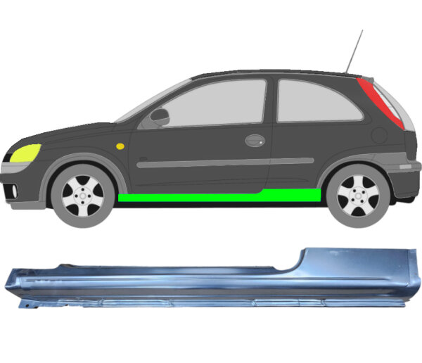 Vollschweller für Opel Corsa C 2000 – 2010 3 Türer links