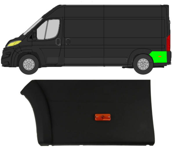 Seitenleiste Kotflügel mit Lampe für Peugeot Boxer 2018 - 2021 hinten links
