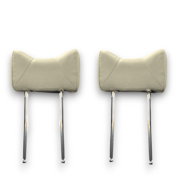 Kopfstützen Hasenohr Paar Kunstleder beige hinten für Mercedes SL R107 W114 W115 etc.
