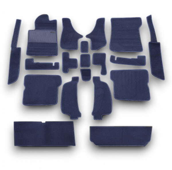 Teppichsatz Teppich für Mercedes SL107 R107/W107 Gummi Absatzschoner blau