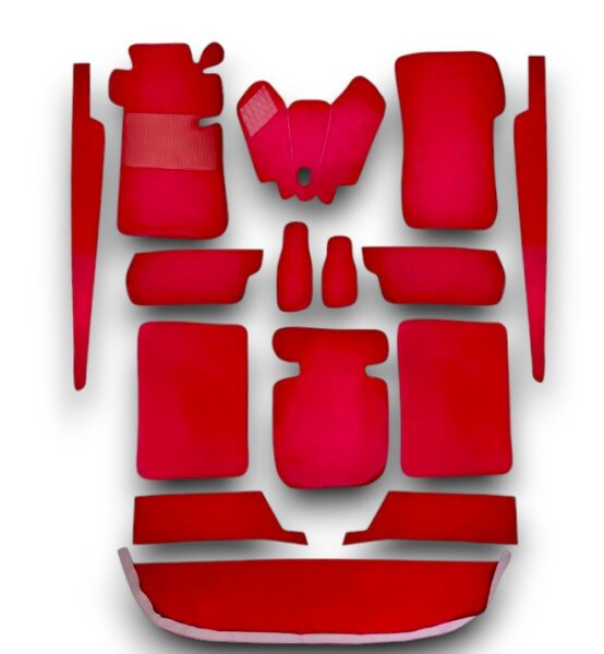 Teppichsatz Teppich für Mercedes W110 kleine Heckflosse Gummi Absatzschoner rot
