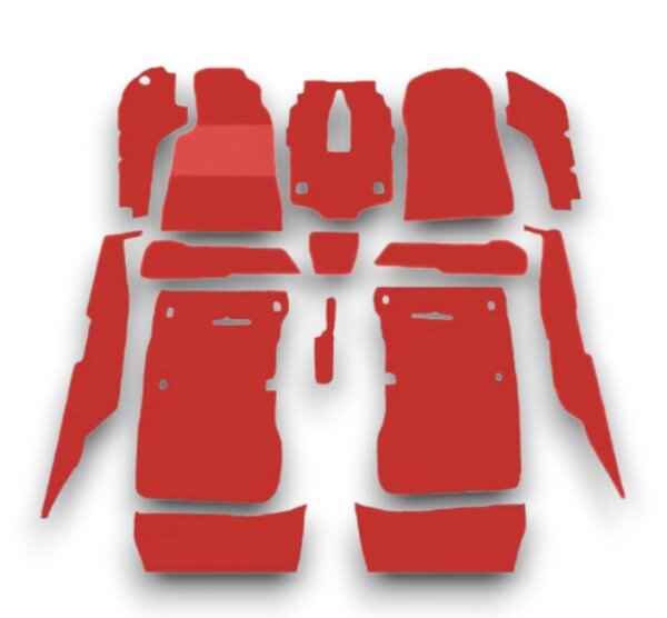 Teppichsatz Teppich für Mercedes W201 Gummi Absatzschoner rot