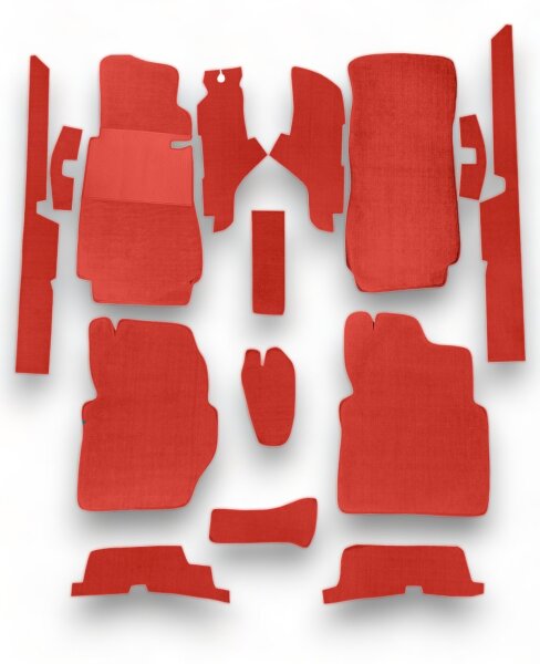 Teppichsatz Teppich für Mercedes W123 Coupe Gummi Absatzschoner rot