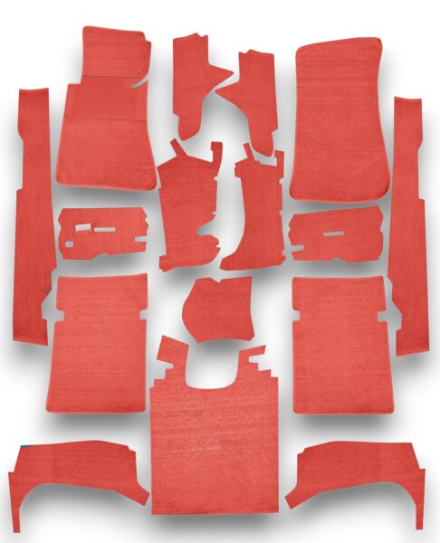 Teppichsatz Teppich für Mercedes Benz W126 SE Gummi Absatzschoner rot