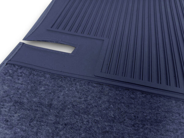 Teppichsatz Teppich für Mercedes Benz W116 SE Gummi Absatzschoner blau (Velours)