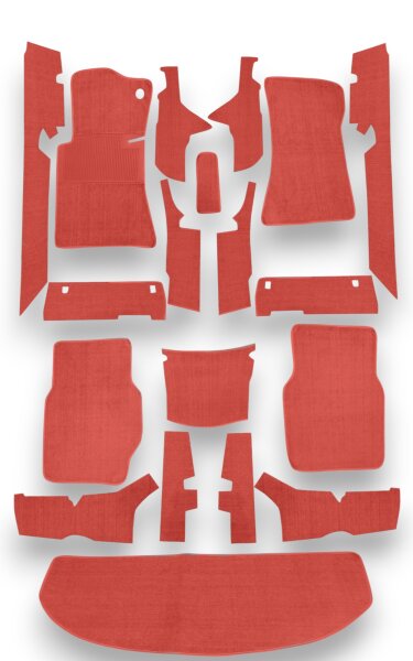 Teppichsatz Teppich für Mercedes Benz W116 SE Gummi Absatzschoner rot