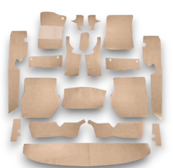Teppichsatz Teppich für Mercedes W116 SEL Gummi Absatzschoner beige