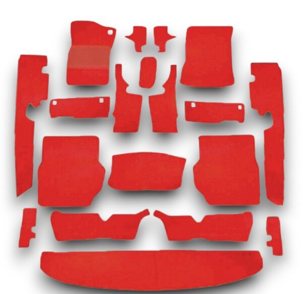 Teppichsatz Teppich für Mercedes W116 SEL Gummi Absatzschoner rot