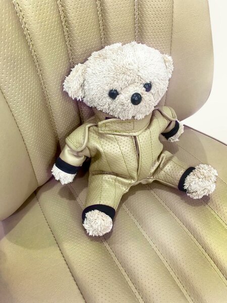 Teddy Maskottchen Oldtimer Rennsportjacke beige für Mercedes