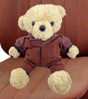 Teddy Maskottchen Oldtimer Rennsportjacke Stoff dunkelrot...