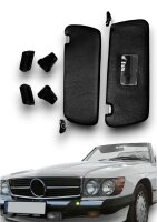 Sonnenblenden Sunvisor Paar mit Stangen + Clips für Mercedes SL 107 schwarz Linkslenker