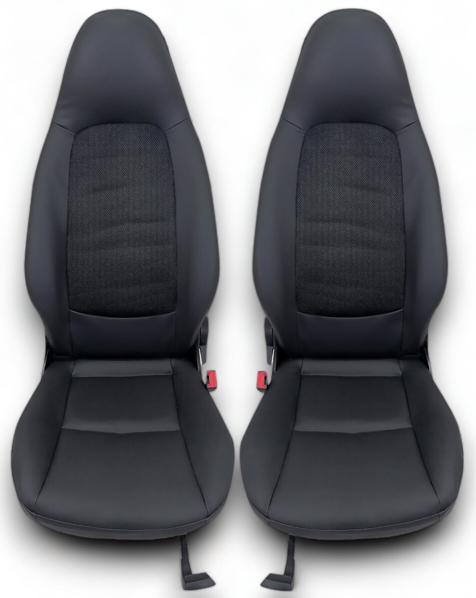 Sitzbezüge Bezüge Kunstleder schwarz für Smart 451 fortwo Coupe