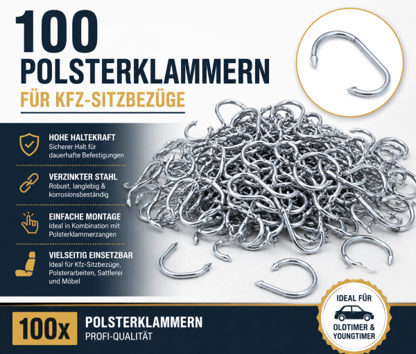 Polsterklammern Klammern Sitzbezüge Auto Polster Hog Rings Sattlerei 100 Stück