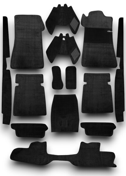 Teppichsatz Teppich Gummi Velours passend für Mercedes Benz W111 Coupe schwarz