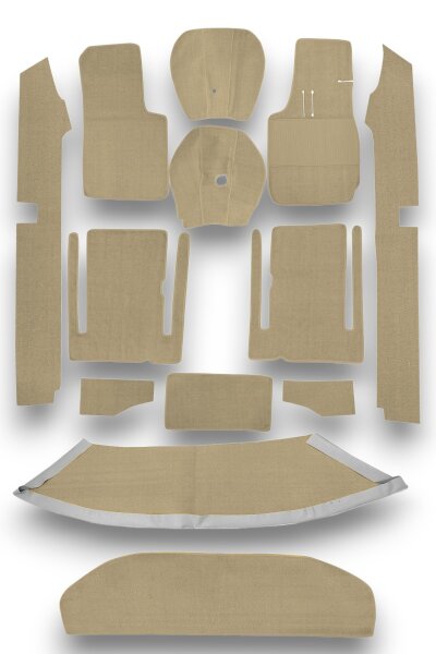 Teppichsatz Teppich Gummi Velours für Fiat Spider 1500 & 1600 S beige