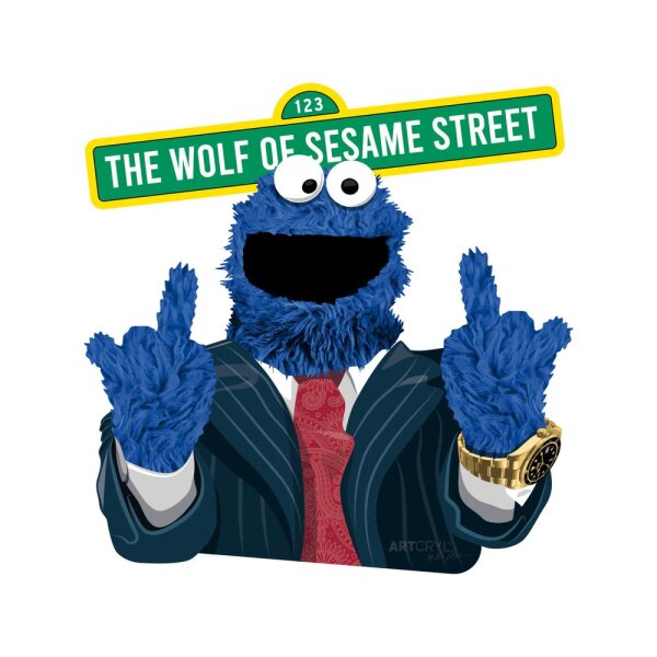 Acrylglas Pop Art Wandbild Acrylbild Artcryl the Wolf of Sesame Street Motiv