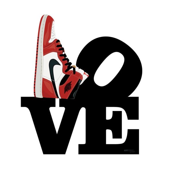 Acrylglas Pop Art Wandbild Acrylbild Artcryl Love is in the Air Jordan Motiv