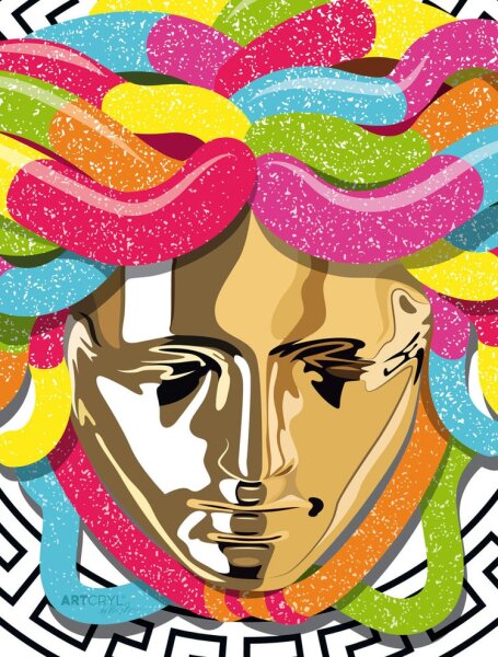 Acrylglas Pop Art Wandbild Acrylbild Artcryl Sweet Medusa Motiv
