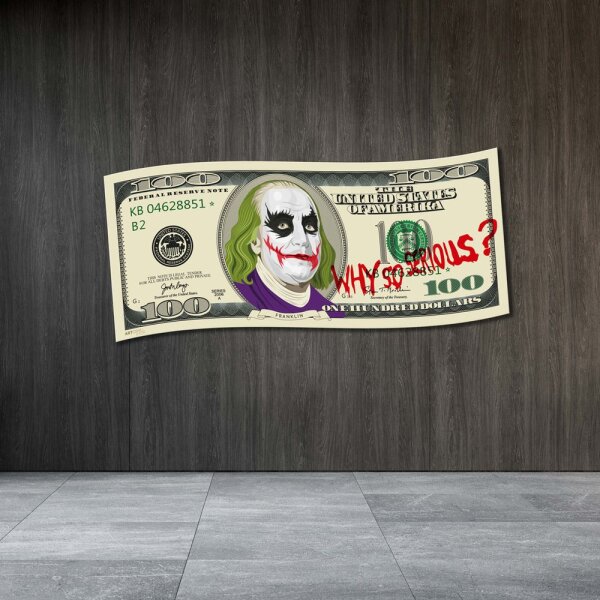 Acrylglas Pop Art Wandbild Acrylbild Artcryl 100$ Joker Motiv