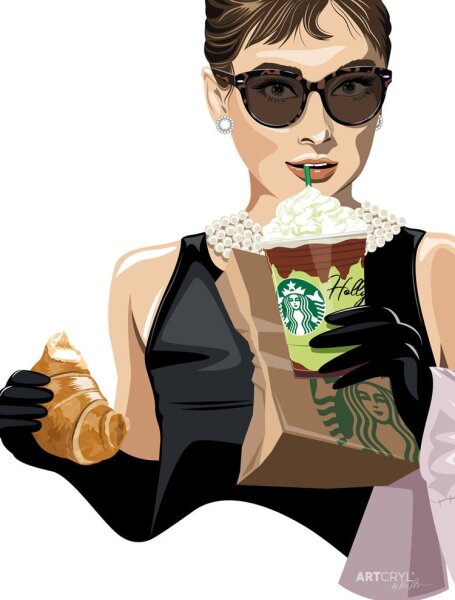 Acrylglas Pop Art Wandbild Acrylbild Artcryl Breakfast at Starbucks Motiv