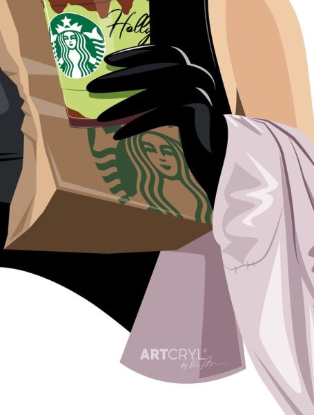 Acrylglas Pop Art Wandbild Acrylbild Artcryl Breakfast at Starbucks Motiv