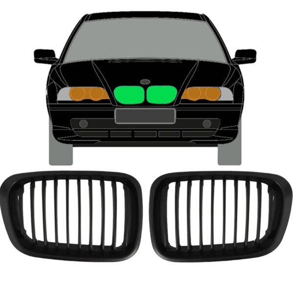 Kühlergrill Schwarz für Bmw 3 E46 1998 - 2001