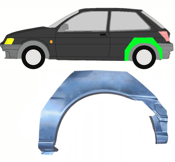 Hinten Radlauf Blech für Ford Fiesta 3 Tür 1989 - 1997 links