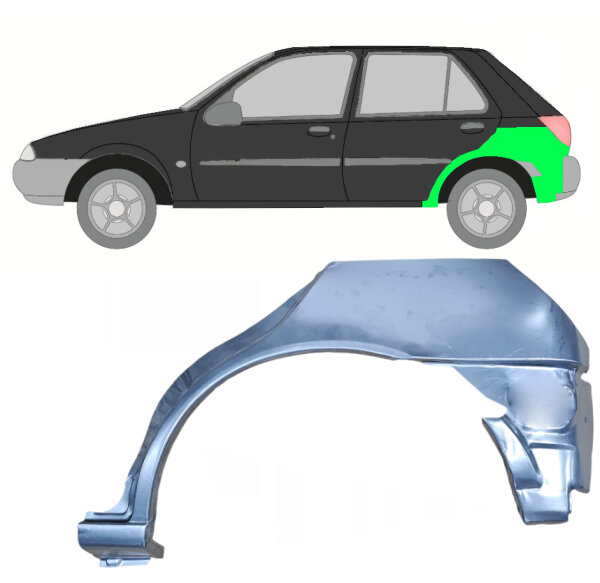 Hinten Radlauf Blech für Ford Fiesta 5 Tür 1995 - 1999 links