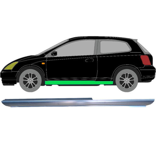 3 Tür Schweller Reparaturblech für Honda Civic 2001 - 2005 links