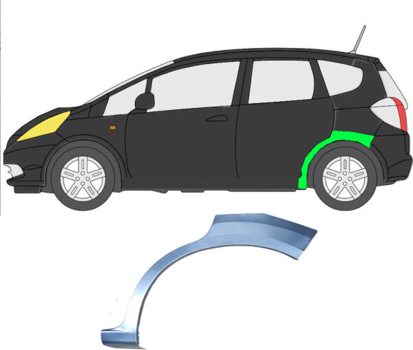Hinten Radlauf Reparaturblech für Honda Jazz 2008 - 2015 links