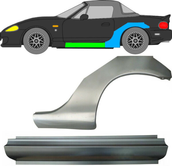 Nb Radlauf Blech & Schweller Blech Satz für Mazda Mx - 5 98 - 05 links
