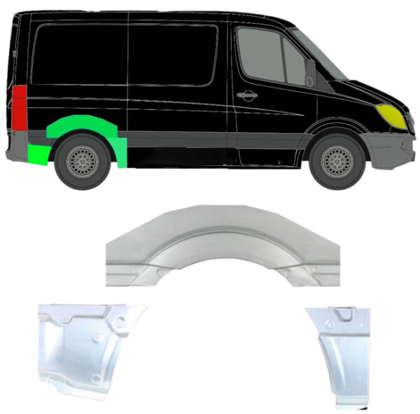 Hinten Kurz Kotflügel Blech Satz für Mercedes Sprinter Ab 2006 rechts