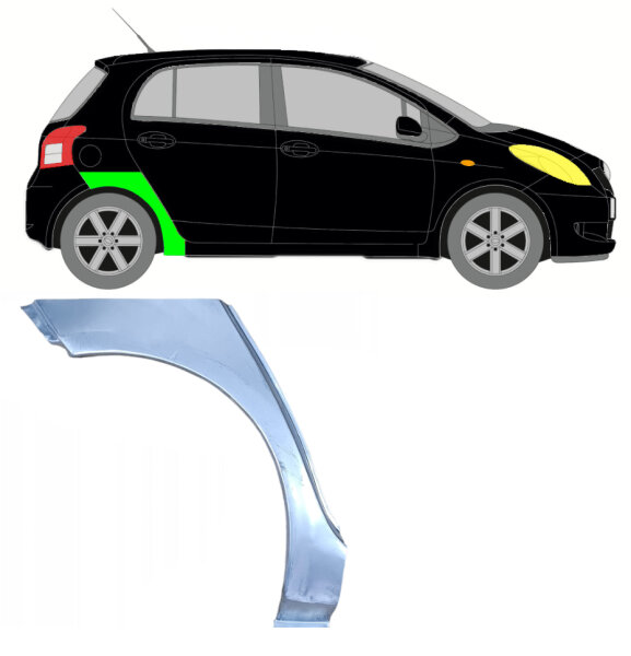 5 Tür Hinten Radlauf Blech für Toyota Yaris 2006 - 2011 rechts