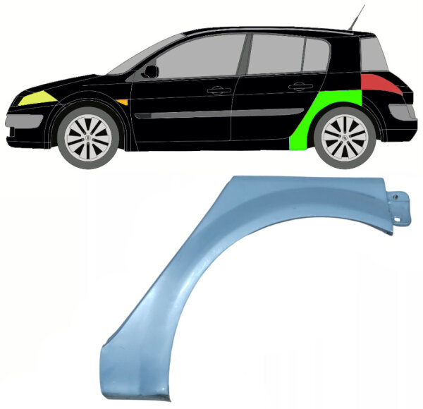 Hinten 5 Tür Hinten Kotflügel Blech für Renault Megane II 2002 - 2008 links
