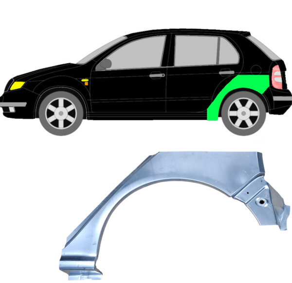 Hinten Radlauf Blech für Skoda Fabia 1999 - 2007 links