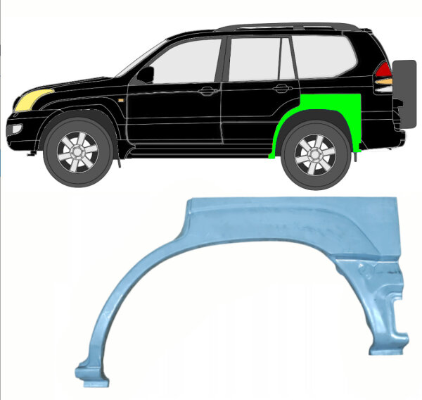 Hinten 5 Tür Radlauf Blech für Toyota Land Cruiser 2003 - 2010 links