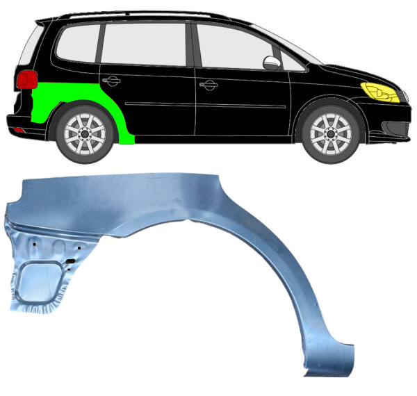 Hinten Radlauf Blech für Volkswagen Touran 2010 - 2015 rechts