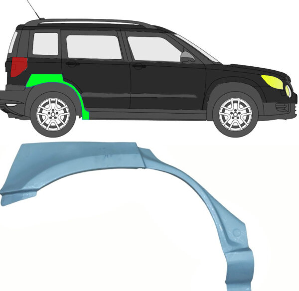 Hinten Radlauf Blech für Skoda Yeti Ab 2009 rechts