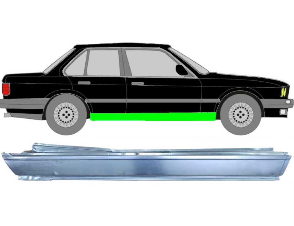 BMW 3er E30 1982-1994 2 Tür Voll Schweller Paar Reparaturblech Set