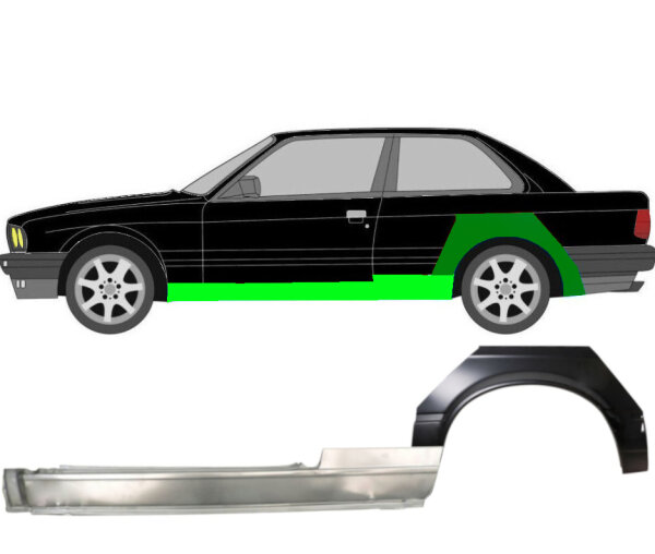 Hinten 2 Tür Radlauf Blech & Schweller Blech für Bmw 3 E30 1987 - 1994 links