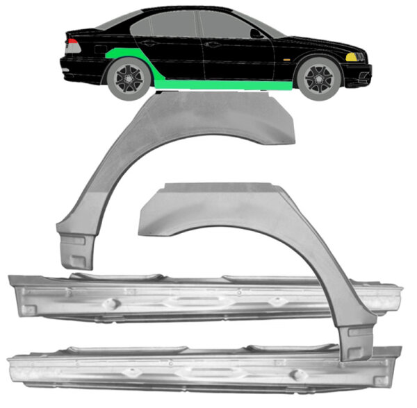 Radlauf hinten & Schweller Satz für Bmw 3 E46 98 - 08 links & rechts