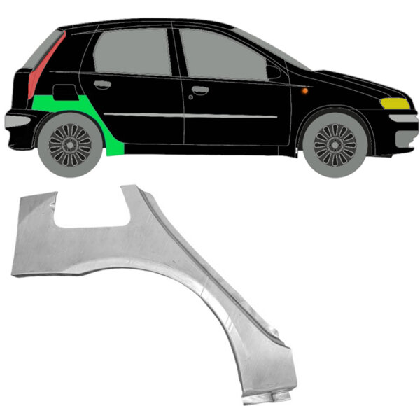 Hinten 5 Tür Radlauf Blech für Fiat Punto 1999 - 2010 rechts