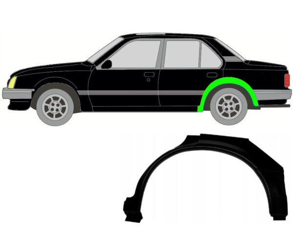 Hinten 5 Tür Radlauf Blech für Vauxhall Cavalier 1981 - 1988 links